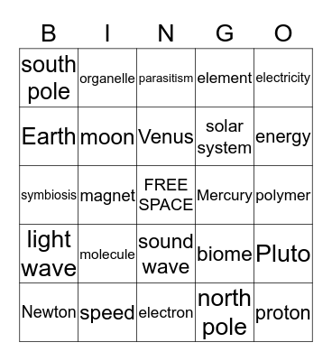 Science BINGO Card