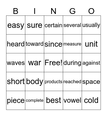 400 Bingo Card