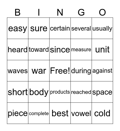 400 Bingo Card