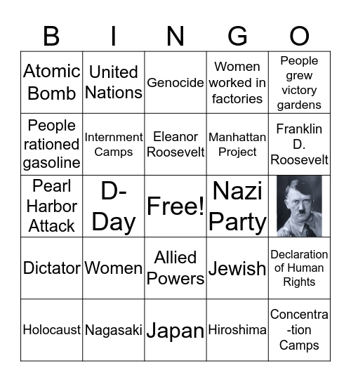 World War II Bingo Card