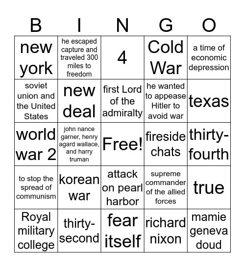 People Quiz Bingo Card