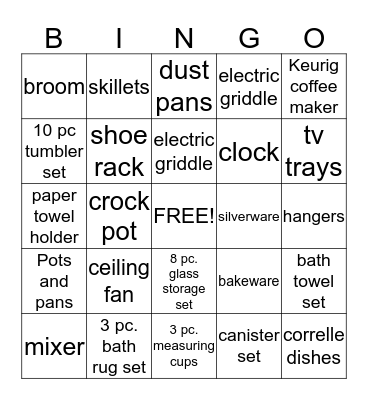 Wedding Shower Bingo Card