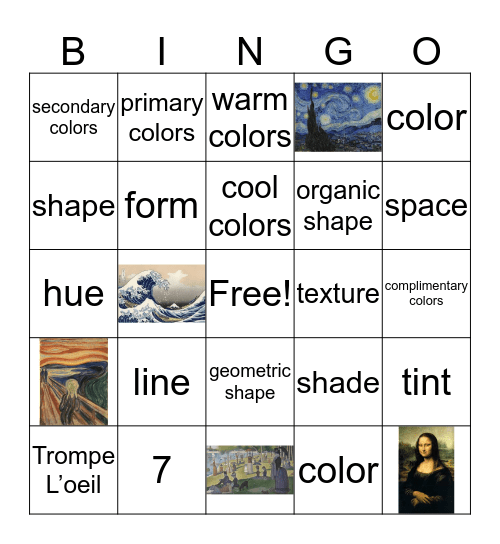 art bingo! Bingo Card