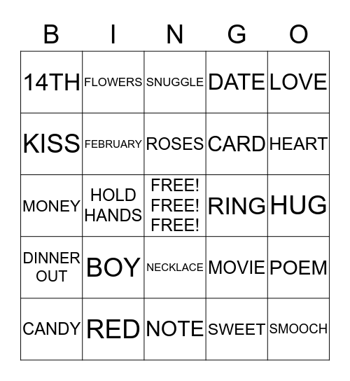 VALENTINES DAY Bingo Card