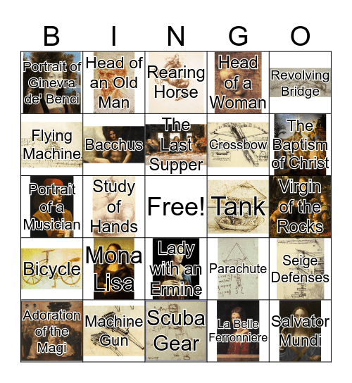 Leonardo Da Vinci Bingo!! Bingo Card