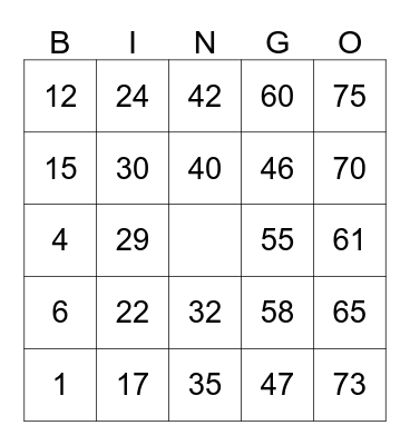 BINGO SWERTE  Bingo Card