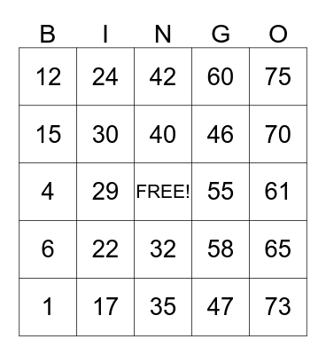 BINGO SWERTE  Bingo Card