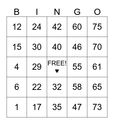 BINGO SWERTE  Bingo Card