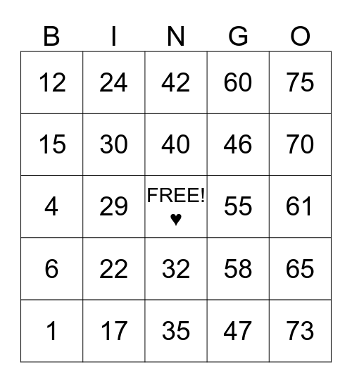 BINGO SWERTE  Bingo Card