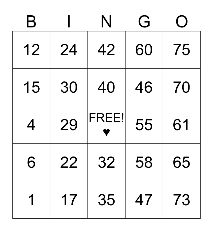 BINGO SWERTE Bingo Card
