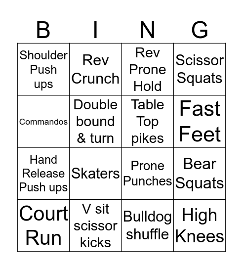 FIT4U BINGO Card