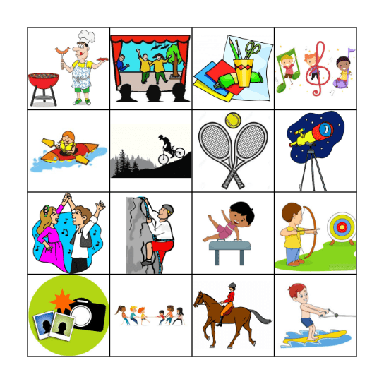 School Camp Bingo Card