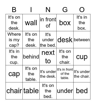 Where's my cap? Bingo Card