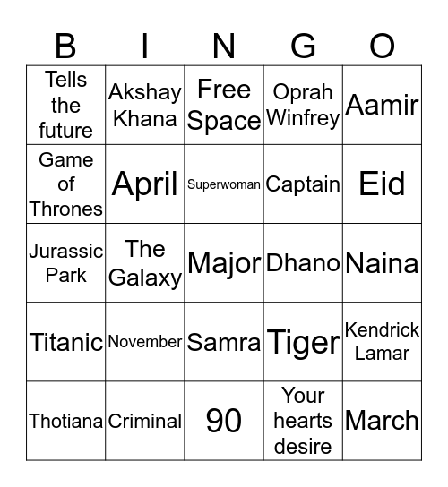 Eid Mubarak! Bingo Card