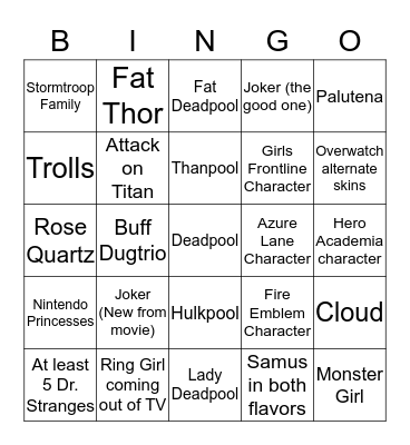 Phoenix Comicon Bingo Card