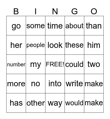 Purple Sight Word Soldier  Bingo Card