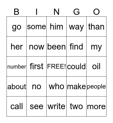 Purple Sight Word Soldier  Bingo Card