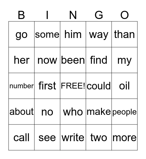 Purple Sight Word Soldier  Bingo Card