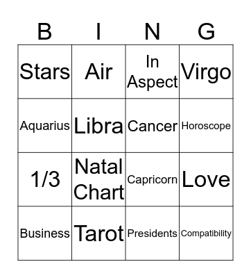 Astrology Bingo Card