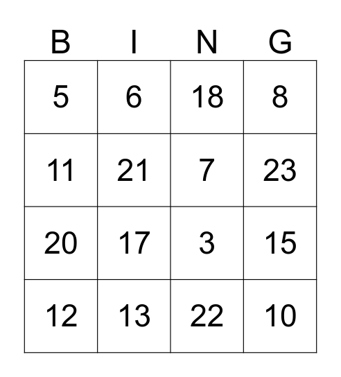 Chocolate Chip Cookies Bingo Card