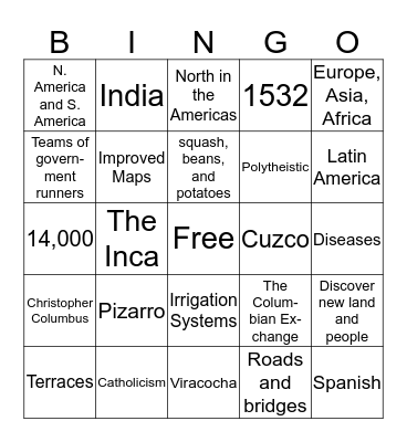 Latin America BINGO! Bingo Card