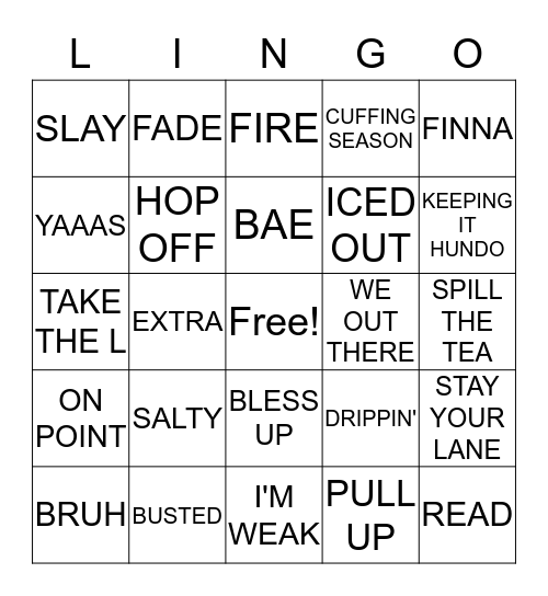 LIT LINGO BINGO Card