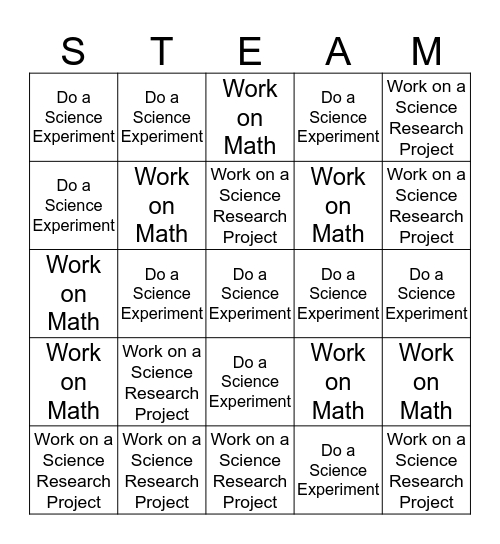 Summer Math & Science Bingo Card