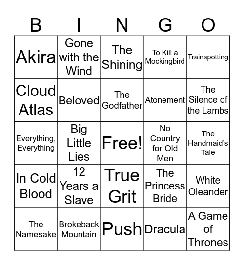 Book-to-Screen Bingo Card