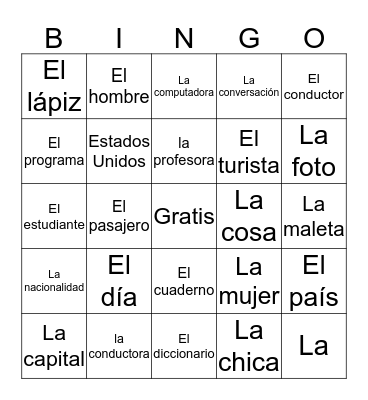 Descubre 1 Leccion 1: Lista C Bingo Card
