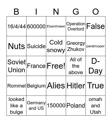 Test Sies Bingo Card