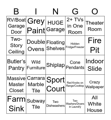 Parade of Homes Bingo! Bingo Card