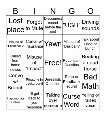 Conference Call Bingo Card