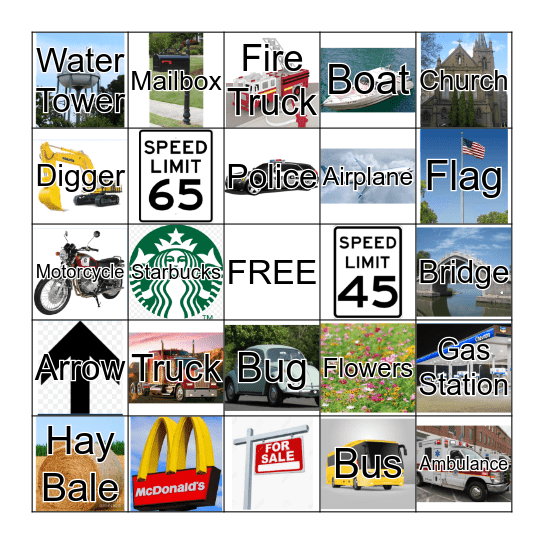 Road Trip Bingo Card