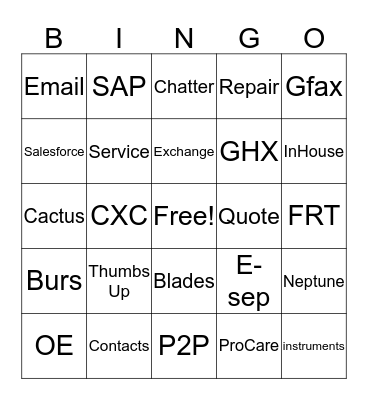 Peer 2 Peer Bingo Card