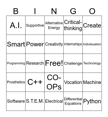 Engineering and Science Bingo! Bingo Card