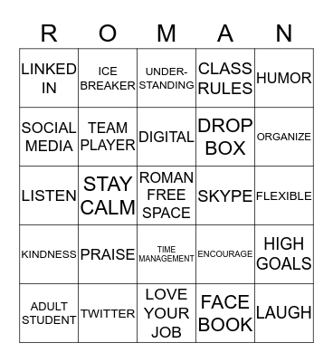 ROMAN ACADEMY Bingo Card