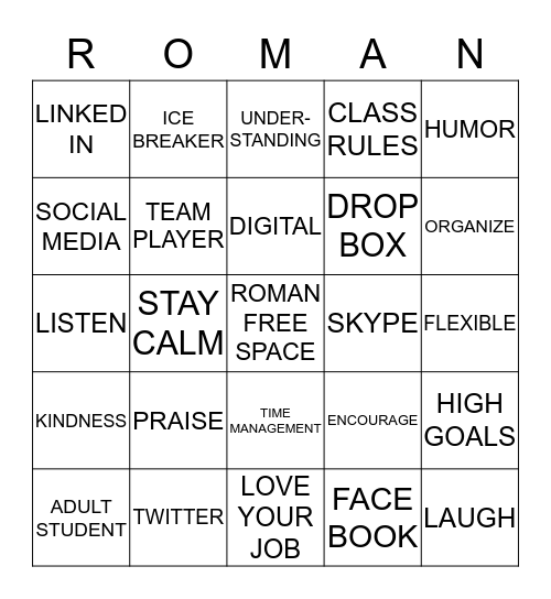 ROMAN ACADEMY Bingo Card