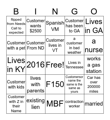 Follow up BIngo Card