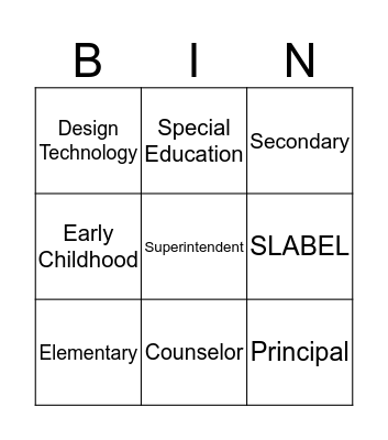 Teacher Bingo Card