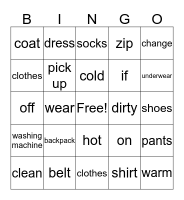 Lesson 8 Bingo Card