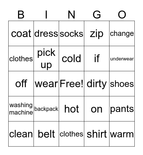 Lesson 8 Bingo Card