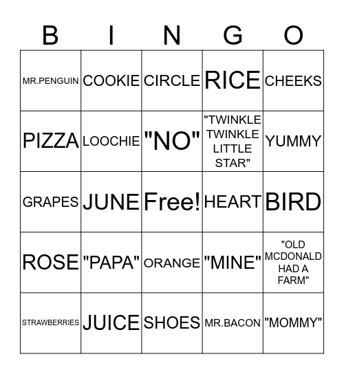 ROSE'S BIRTHDAY BINGO Card