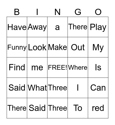 Christina's Words Bingo Card