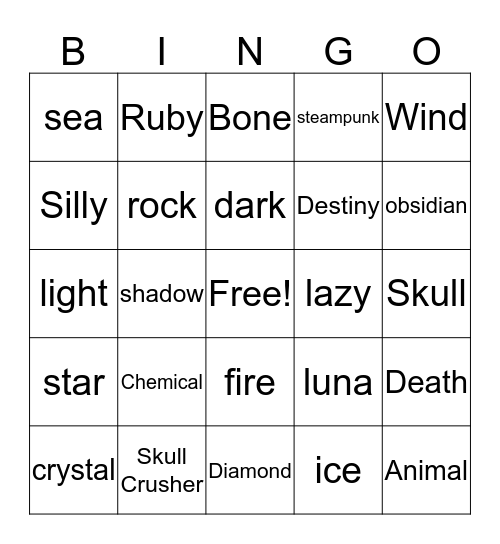 Dragon bingo Card