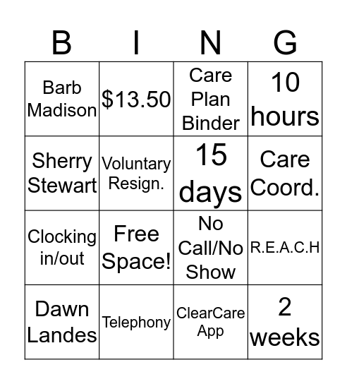 RAH-STL BINGO Card