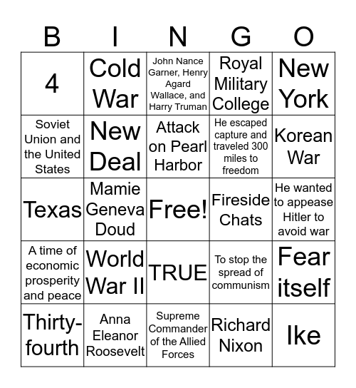 8 Bingo Card