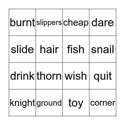 Sounds Bingo Card