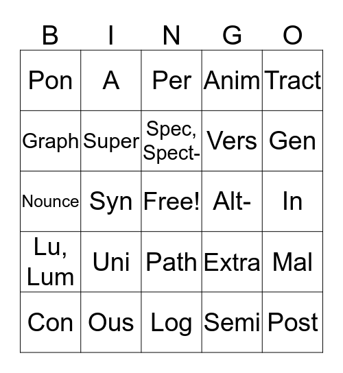 LA Roots  Bingo Card