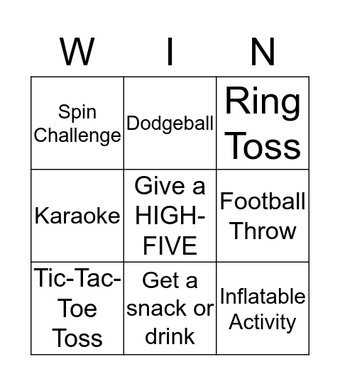 Carnival Bingo Card