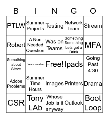 Tech Buzz Bingo Card